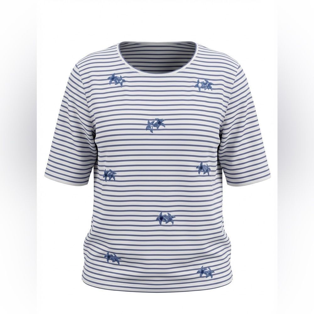 LULU-B WOMENS STRIPED BLOUSE BLUE WHITE SIZE 2X